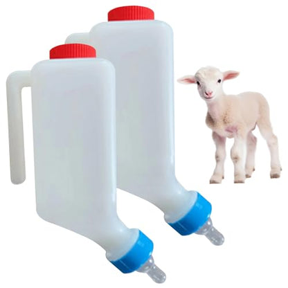 2Pcs 800ml Lamb Baby Bottle Hanging Plastic Milk Feeder with Handle for Goat & Calf