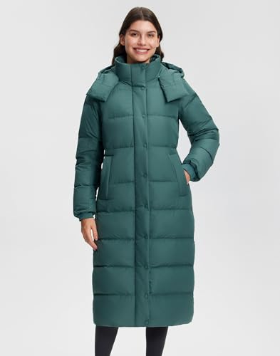 Pioneer Camp Women's Thickened Long Down Jacket 650+ Fill Power Puffer Jacket Winter Coat Parka Jacket with Hood - color: Sagebrush Green, size: Small