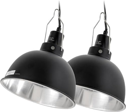 WACOOL TERRA Reptile Light Fixture 2 Pack, 8.5 in Deep Dome Reptile Heat Lamp Fixture, Optical Reflection Terrarium Light Fixture for Reptile UVB UVA Heat Basking Bulbs, Separate Switch & Hook - style: 8.5 inch-2pack