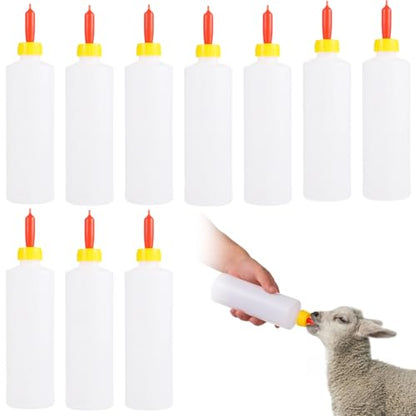10 Pcs Lamb Feeding Bottles for Goats and Sheep, Large 400 ml Goat Nursing Bottles with Nipples, Leak-Proof Plastic Milk Containers, 13.5 oz Outdoor-Friendly Drinking Set for Pigs and Livestock