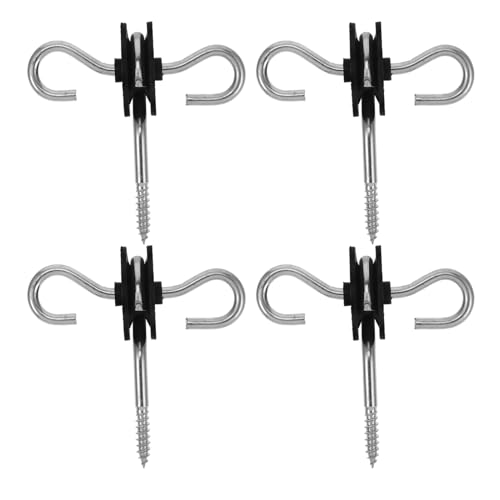 HANABASS 4pcs Screw-in Electric Fence Insulator with Gate Handle and Spring Post Anchors for Cattle and Ranch Fencing Excellent Insulation and Weather Resistance