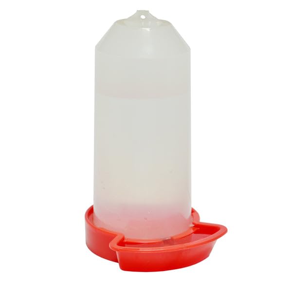 Hatching Time Poultry Starter Drinker, 25 oz, 750 ml, Clear Plastic, Red Cup, Spill-Proof, Safe for Chicks, Add Vitamins, Perfect for Backyard Flock - Corner, Transparent - style: 750 ml Corner