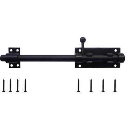 10Inch Slide Bolt Latch Black, Heavy Duty Barrel Bolt Latch with Padlock Hole, 304 Stainless Steel Sliding Bolt Gate Latch, Thickened Door Lock Hardware for Fence/Barn/Shed - size: 10 Inch