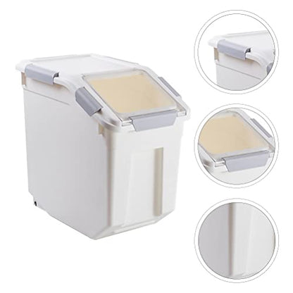 Airtight Flour Storage Container 25 lb Rice Storage Container with Wheels Seal Locking Lid, Food Containers with Measuring Cup& Scoop for Flour, Rice, Grain, Gray, 2Pack - color: Gray 2 Count