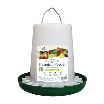 Harris Farms Plastic Hanging Poultry Feeder, Twist and Lock Base, For Medium to Large Flocks, Feeds up to 25 Birds, 10 lbs