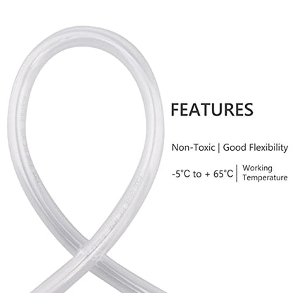 DERNORD PVC Tubing 5/8"ID X 13/16"OD Flexible Clear Vinyl Hose 10 Feet for Food Grade - size: 10 Feet, style: 5/8"ID X 13/16"OD