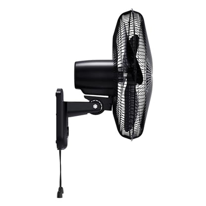 Comfort Zone 16-Inch Oscillating Wall Mount Fan – Quiet 3-Speed Indoor Fan with 60° Adjustable Tilt, Pull-Chain Control & Durable Metal Grille – Space-Saving Cooling for Home, Office, & Greenhouse