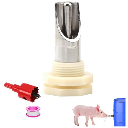 Stainless Steel Automatic Pig Nipple Drinkers for Barrel Kit Water Tank Connector Set for Hogs Goats Swine and Piglets Stainless Steel 1pcs - color: Stainless steel, size: 1pcs
