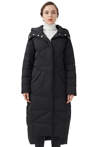 Orolay Women's Long Maxi Down Coat with Hood - 700 Fill Power RDS Certified Winter Puffer Jacket - color: Black, size: Medium