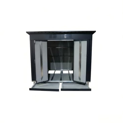 KEIKI Outdoor Galvanized Metal Chicken Coop Raised Base Pull Out Tray Grey | Outdoor galvanized chicken coop with raised base and pull out trays. Weatherproof poultry cage for backyard hen duck housing.