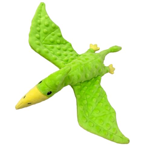 Squeaky Dog Toys Plush Dog Toy with Crinkle Paper Stuffed Durable Dog Chew Toys for Small Middle and Large Dogs Pterodactyl Green - color: Pterodactyl Green