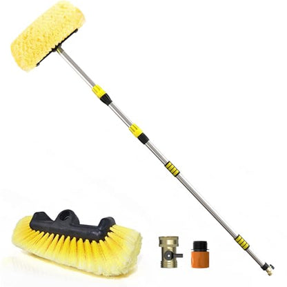 SISUPASSIE 12FT Car Wash Brush with Long Handle, 12-Inch Soft Bristle Car Cleaning Brush for Cleaning RV, Truck, Boat, Solar Panels, Yellow - color: Yellow