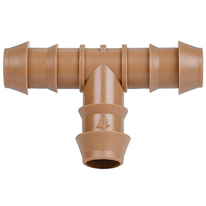 JAYEE 25 Pack Drip Irrigation Barbed Tee Fittings (17mm) for 1/2" Drip Hose(0.600”ID) ，Sprinkler Tubing Connector for Drip System - color: 25P Tee