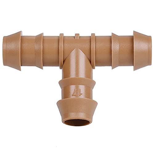 JAYEE 25 Pack Drip Irrigation Barbed Tee Fittings (17mm) for 1/2" Drip Hose(0.600”ID) ，Sprinkler Tubing Connector for Drip System - color: 25P Tee