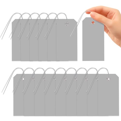 Glarks 152pcs 10 Colors 6 x 12cm Waterproof Writable Tags, PVC Shipping Tags, Heavy Duty Shipping Moving Tag for Luggage Garage Inventory Car Parts (Grey) - color: Grey