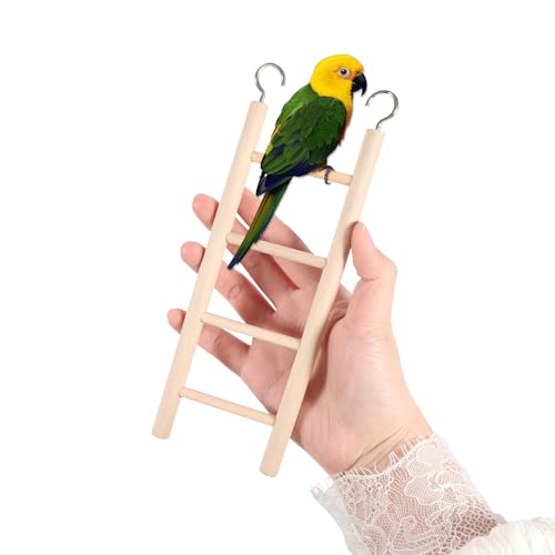 EupHHonycs 4PCS Wooden Ladders for Bird Cages 4 Sizes Wooden Ladder Birds Toys Parrot Step Ladders Cage Hanging Bird Climbing Toys for Parakeets, Parrots, Cockatoo and Lovebirds