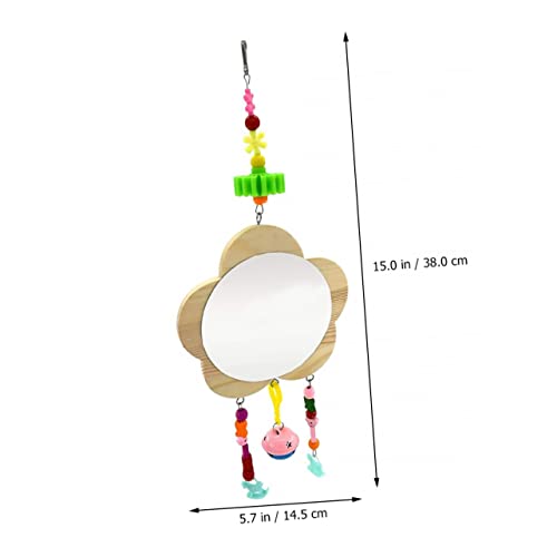 Creative Wooden Chicken Hanging Mirror Toy Bell Interactive Rooster and Hen Plaything for Pet Birds for Coop Enrichment and Entertainment