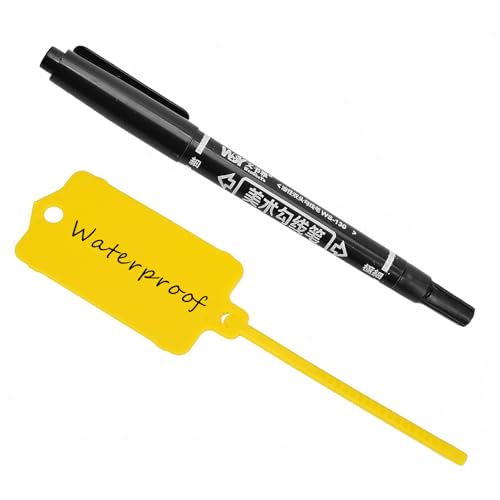Plastic Shipping Tags Waterproof Labels Security Tamper Seals Writable Hanging Tag Sealing Strap with Marker Pen for Keys, Bag, Luggage, Shop, Logistic(100pcs,Yellow) - color: Yellow, size: 100pcs