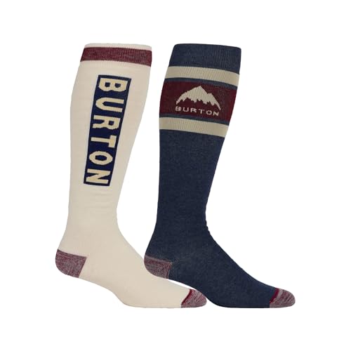 Burton Men’s 2-Pack Weekend Midweight Winter Socks – Warm Snowboard Socks with Arch Support & Reinforced Toe & Heel - color: Nightfall, size: Small