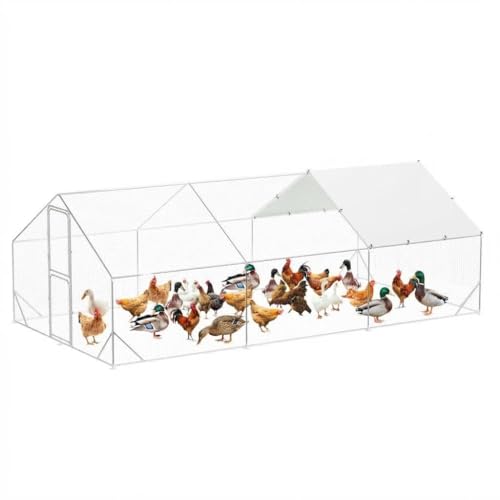 9.8X19.7x6.6FT, Large Walk in Chicken Run Pen Cage, Metal Coop Clearance with Double Door, Chicken Runs for Yard with Cover, Outdoor Cages for Chickens and Range Poultry, Large Chicken Coops - size: 9.8 x 19.7 x 6.6 ft