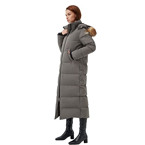 Fitouch Women's Waukee Long Down Coat Parka Jacket | 750+ Fill Power | Full-Length - color: Charcoal_fullguard_balancewarmer, size: Medium