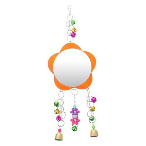Generic Chicken Mirror with Bell for Birds and Poultry Acrylic Hanging Mirror for Roosters Hens Parrots Interactive Pet Cage Accessory for Fun and Entertainment