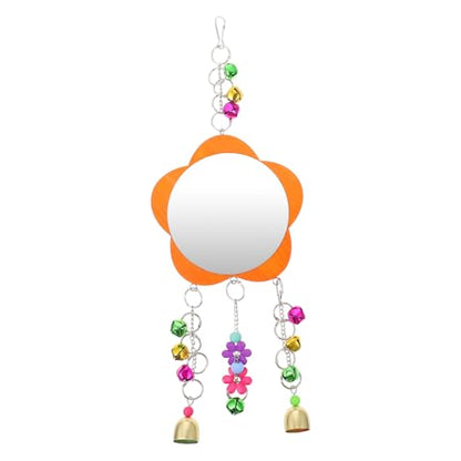 Generic Chicken Mirror with Bell for Birds and Poultry Acrylic Hanging Mirror for Roosters Hens Parrots Interactive Pet Cage Accessory for Fun and Entertainment