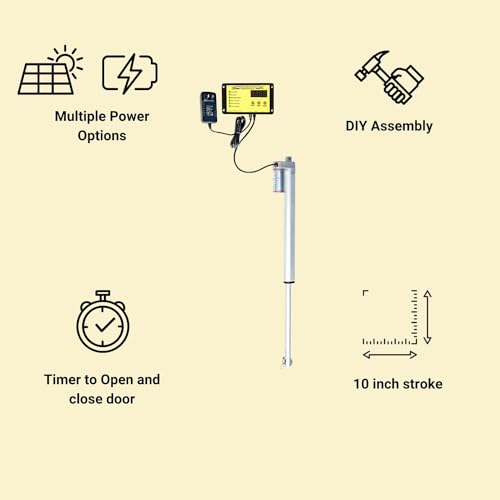 Automatic Chicken Door Opener, Chicken Door Opener with 10" Stroke, DIY Door Opener for Chicken Coop, Chicken Coop Accessories