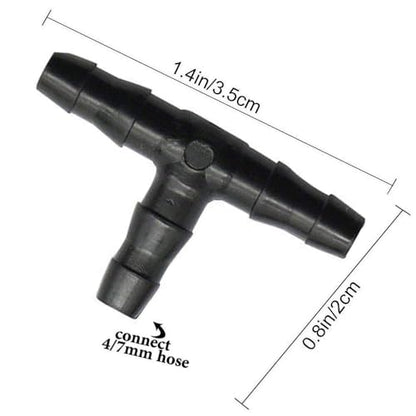 Kalolary 200pcs 1/4" Universal Barbed Tee Fittings, Drip Irrigation Barbed Connectors for 1/4 Inch Water Hose Connectors 4mm/7mm Water Tube Drip Irrigation Watering System - size: 200pieces
