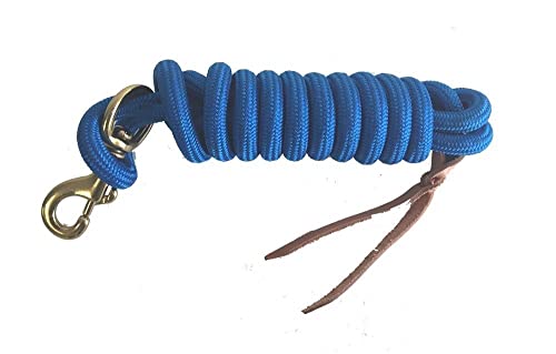 AJ Tack 9 Foot Nylon Lead Rope with Leather Popper - color: Royal Blue