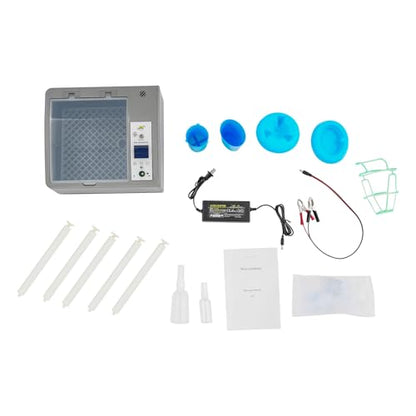 16 PCS Eggs Incubator, Automatic Egg Incubator for Hatching Eggs with Clear Flip Lid, LCD Display & Dual Power, Grey Automatic Egg Turner, Compact Tabletop Incubator for Home & Farm Use - size: 16 PCS