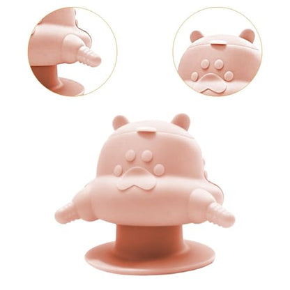 Puppy Feeder with Four Silicone Nursing Bottle Feeding Station Bowl Dispenser Multifunctional and Easy Cleaning Suitable for Breeders Pet, Pink - color: Pink