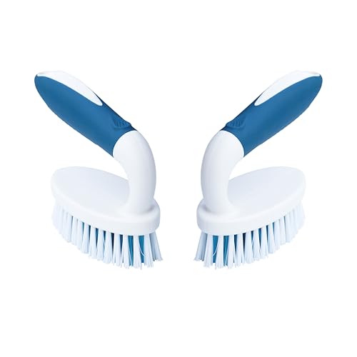Scrub Brush, 2 Pack Household Cleaning Brushes with Stiff Bristles, Scrubbing Brush for Carpet, Shower, Bathtub, Kitchen, Pool Tile, Bathroom Scrubber, Small - size: Small