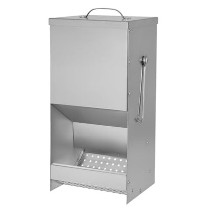 Rabbit Feeders Automatic for Cages,5 Pound Large Metal Trough Feeder with Lid Galvanized Steel Outdoor Bunny Food Dispenser for Rabbits Chicken Guinea Pig Pet and Other Small Animals