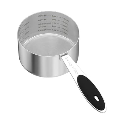 1PCS 3/4CUP(177ml) Dog Cat Food Scoop, Stainless Steel Measuring Cup, Metal Pet Scooper with Inner Precision Scale Measurement - size: 3/4 cup
