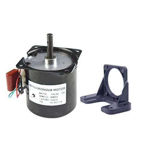 CHANCS Permanent Magnet Synchronous Gear Motor 60KTYZ 110V 80/96r/min CW/CCW with Brakcet and Switch Plug Extension - size: 80/96r/min Motor+Bracket