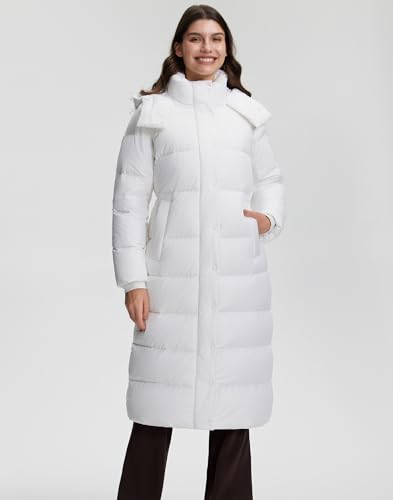 Pioneer Camp Women's Thickened Long Down Jacket 650+ Fill Power Puffer Jacket Winter Coat Parka Jacket with Hood - color: White, size: XX-Large