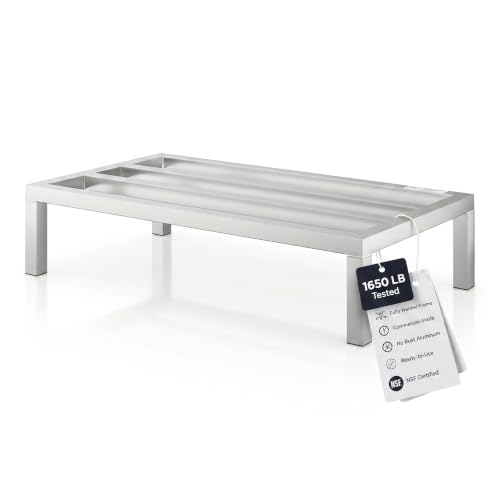 36" x 20" x 8" Aluminum Dunnage Rack – Heavy Duty Floor Storage Stand, NSF for Commercial Use - size: 36"W x 20"D x 8"H