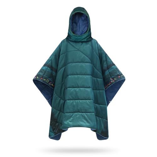 Camping Blanket,Hoodie Blankets Poncho Outdoor Waterproof Windproof Warm Durable & Portable for Stadium, Concerts, Car,Travel, Beach, Picnic, Grass,75 * 52 inch - color: Pool