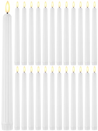 Treela 24 Pcs Flameless Taper Candles Battery Operated Bulk Fake Candles Light LED Candle Sticks Flickering Tapered for Easter Wedding Anniversary Decoration(Roman Column,11 Inch,White) - color: White, size: 11 Inch, style: Roman Column
