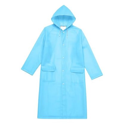 Unisex Hooded Raincoat Waterproof Reusable Rain Jacket with Pockets for Cycling Hiking Travel Commuting - color: Sky Blue, size: Medium
