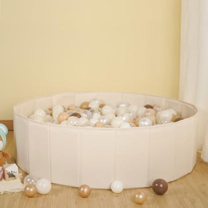 Ball Pit for Toddlers Babies Dogs Cats Iinfant Children, Foldable Ball Pits Play Tent, Crawl Playpen Ball Pool with Storage Bag, Surprise for Boys Girls Festival (Balls Not Included), Beige - color: Beige
