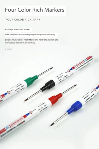 Long Head Deep Hole Marker Pens, 2024 Upgrade, Permanent, Quick-dry, Waterproof Long Nib, Colorful Carpenter Deep Reach Markers, 4 Color Set