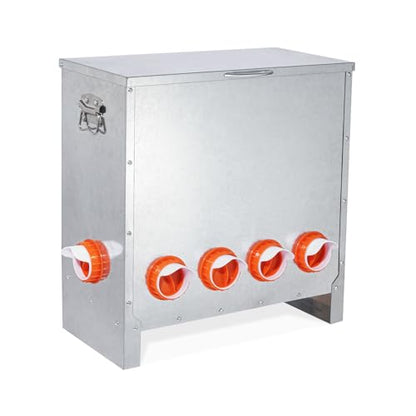 Automatic Chicken Feeder No Waste Large Capacity 85lbs 10-Ports Metal Poultry Feeder with Pull Handle for Chickens Geese Ducks Poultry Coop Weatherproof Design - color: 85lb with 10 Ports
