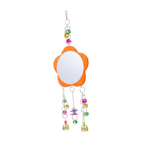 VICASKY 1pc Bird Mirror Toy for Parrots and Chickens Sturdy with Bell Fun Chewing Plaything for Cages Easy Installation Rooster Coop Accessory