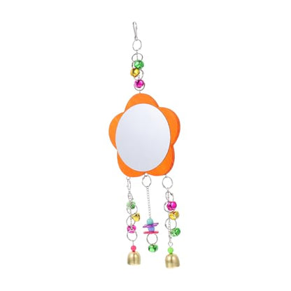 VICASKY 1pc Bird Mirror Toy for Parrots and Chickens Sturdy with Bell Fun Chewing Plaything for Cages Easy Installation Rooster Coop Accessory