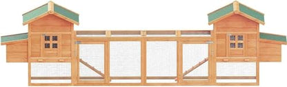 160" Large Chicken Coop, Waterproof Outdoor Hen House for 6-8 Chickens, Wooden Chicken House with Nesting Box, Removable Tray, PVC Cover, Run, for Garden Backyard Cage - size: 161.5"L x 26.0"W x 44.5"H