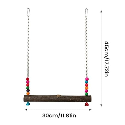 Poultry Toy Set – Wooden Chicken Swing, Climbing Bridge Ladder, Bell Hanging Toy | Interactive Exercise Equipment, Enrichment Activity Gear for Coop Cage Bird Use - size: A