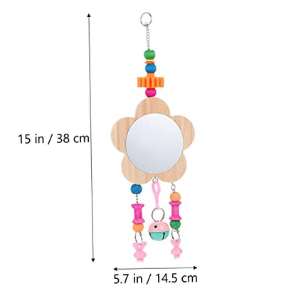 GANAZONO Wooden Hanging Mirror for Chickens Fun Bell Decor for Pet Hens and Roosters Design to Boredom and Increase Activity Levels for Chicken