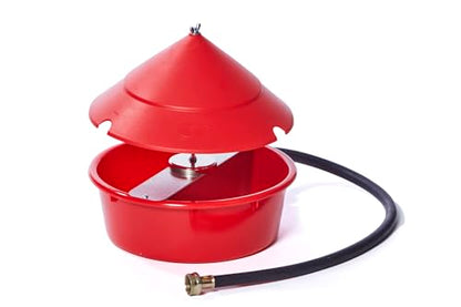 Little Giant® Automatic Poultry Waterer with Cover | Heavy Duty Plastic Auto Chicken Waterer Bowl with Hose Attachment | 5 Quart | Made in USA